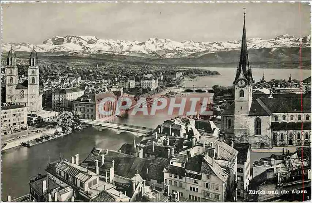 Zúrich y las Alpes — vista aérea — Photoglob-Wuhrli A. G., Zúrich, n° 5120 - Anverso