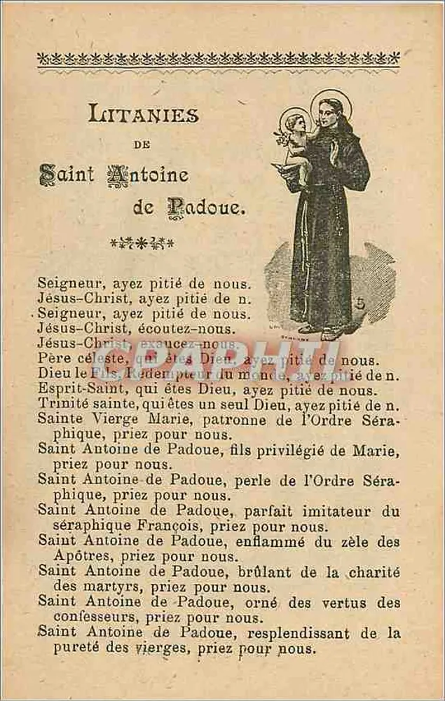 São Antônio de Padua — Litanias — Livraria Saint-Paul, Paris - Frente