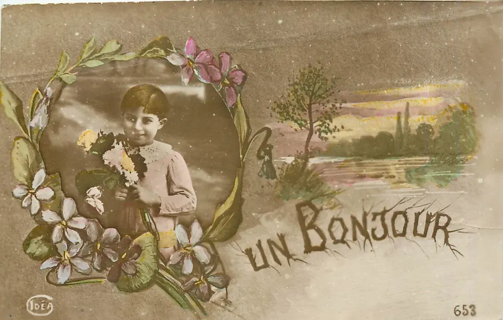Fille avec bouquet — scène de rivage — éditeur IDÉA n°653 - Awers