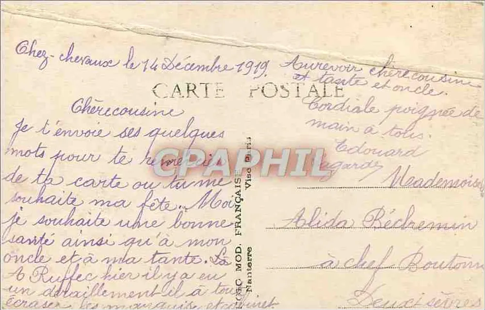 Fille avec bouquet — scène de rivage — éditeur IDÉA n°653 - Rewers
