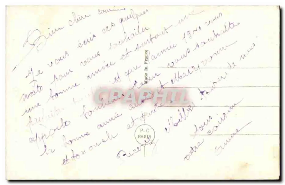 Criança diante de uma janela nevada — Boa Ano — P.C. Paris n°4625 - Verso