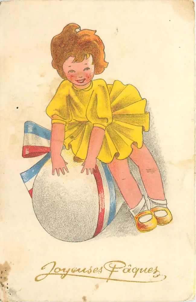 Menina brincando em uma bola — Páscoa - Frente