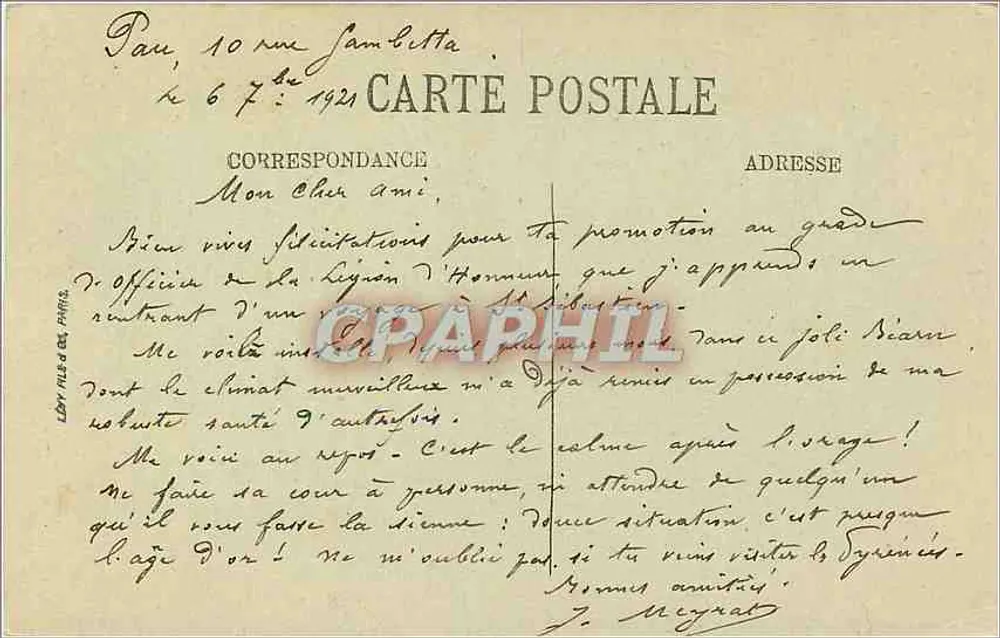 Pau — A Casa de Bernadotte — editor L. Li, n° 161 - Verso