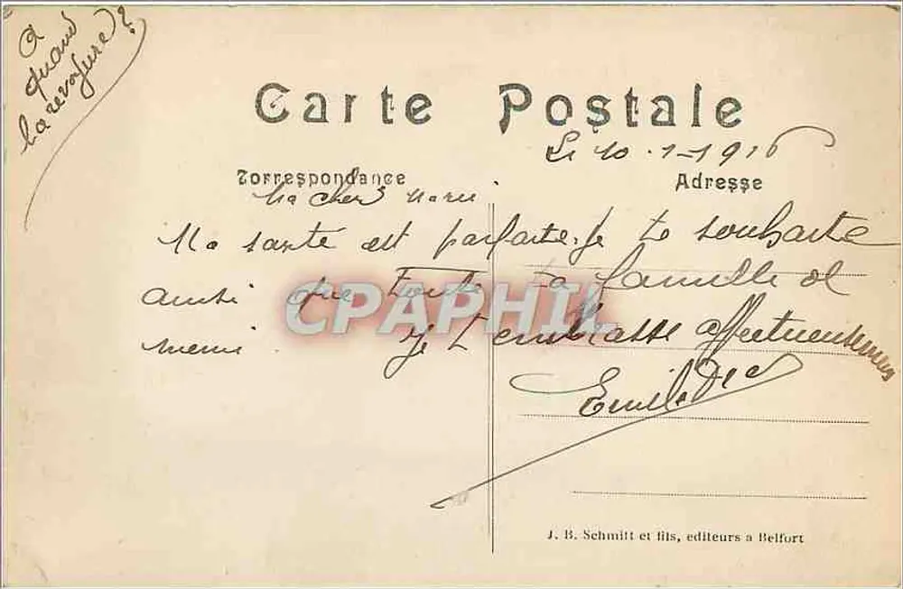 Engelsburg — Ruiny zamku w Górnej Alzacji — J. B. Schmitt i syn, wydawcy w Belfort - Rewers
