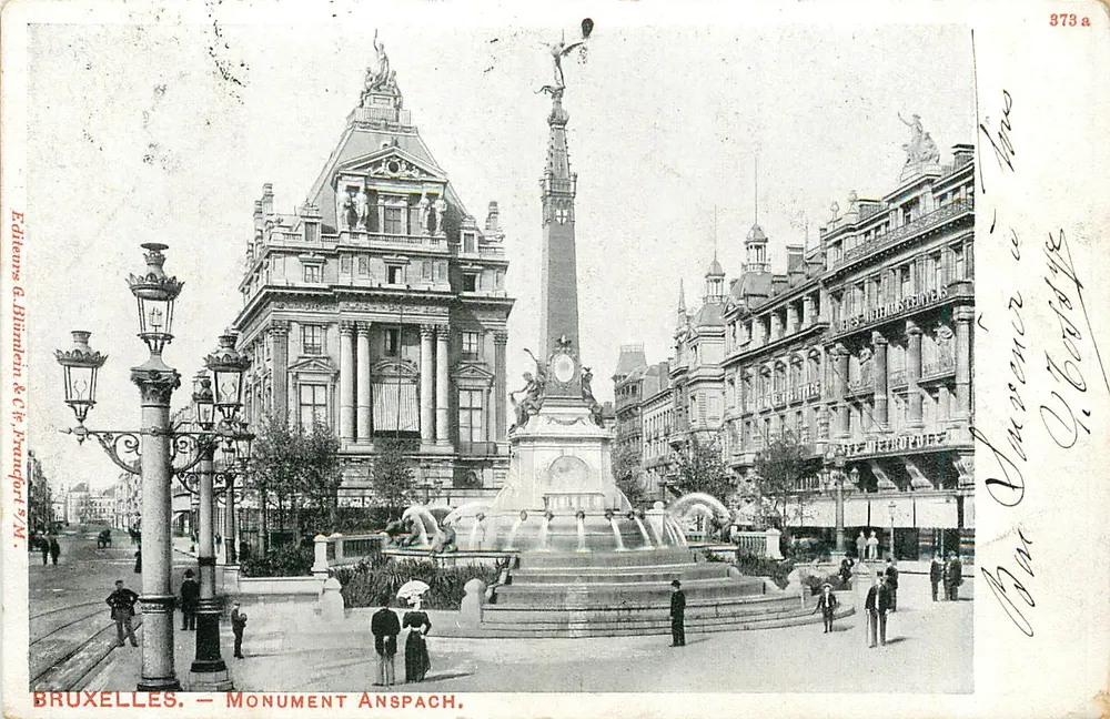 Bruxelas — Monumento Anspach — Editores G. Blin & Cie, Bruxelas, n° 375a - Frente