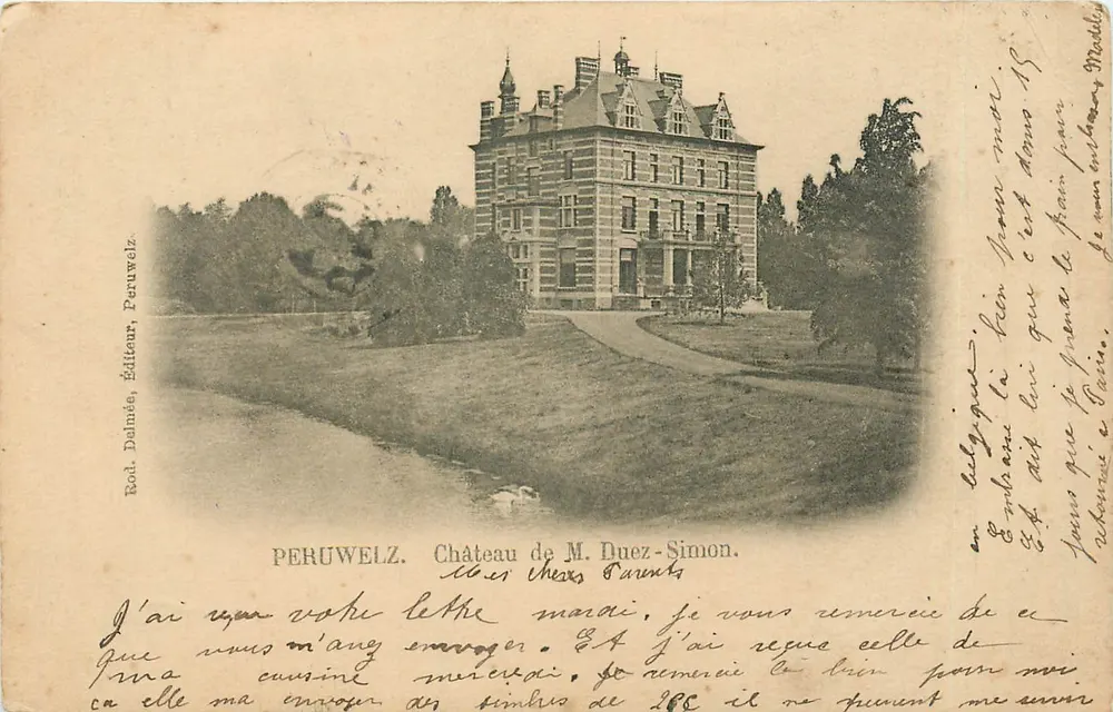 Peruwelz — Castelo de M. Duez-Simon — Rod. Delmée, Editor, Peruwelz - Frente