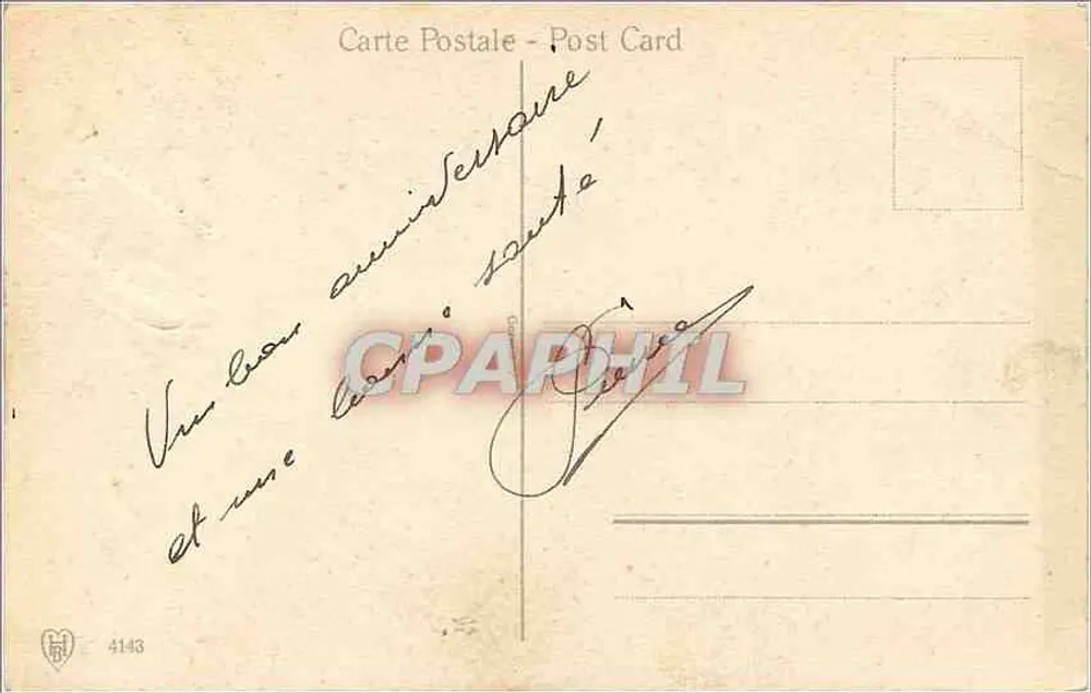 Campo de margaridas e borboletas — Carta postal de aniversário — Editor: 4143 - Verso