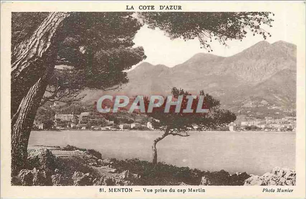Menton — Vista tirada do cabo Martin — Foto Munier - Frente