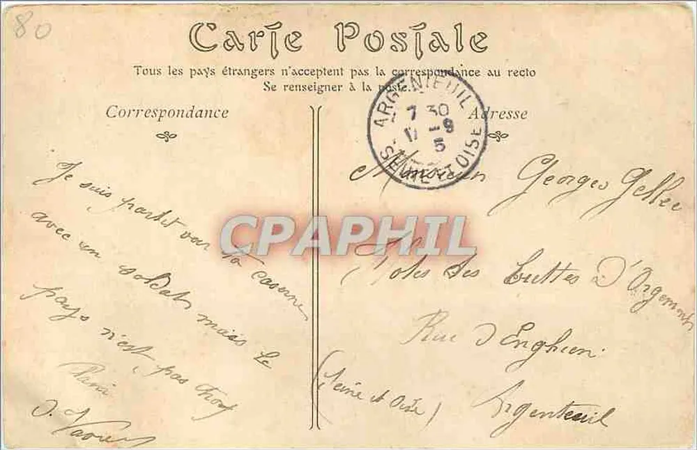 Amiens — Vue Générale prise du Beffroi — éditeur impr. A. Lefebvre - Verso