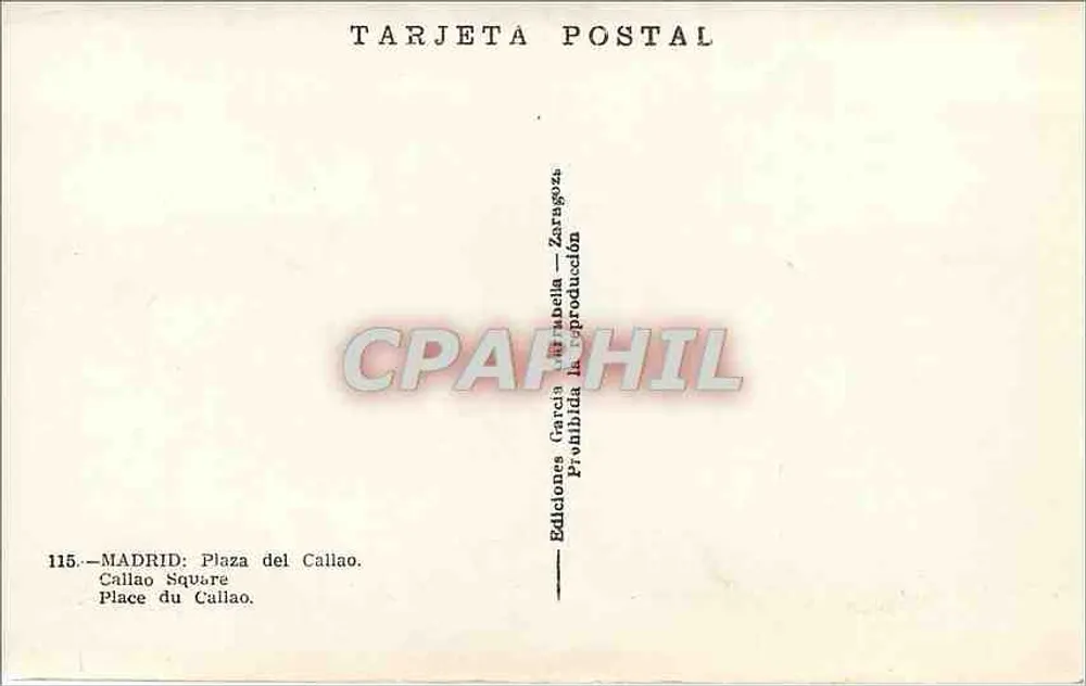 Madrid: Plaza del Callao — Verlag García Villarbeza, Nr. 115 - Rückseite