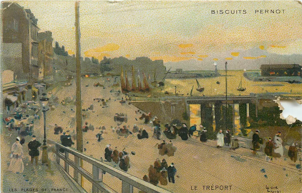 Le Tréport — vue du port et des plages — Biscuits Pernot, éditeur - Awers