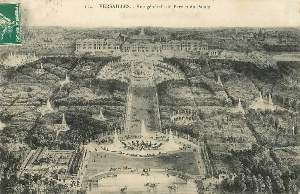 Versailles — Vue générale du Parc et du Palais — Répertoire Français, n° 112 - Recto