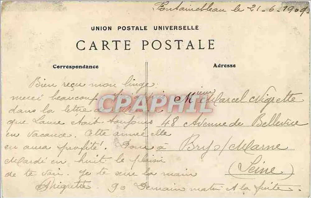 Palais de Fontainebleau — Le Canal du Parc — Collection Artistique L. M. - Verso