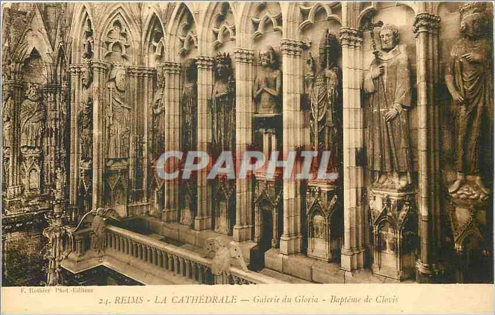 Reims - La Cathédrale — Galerie du Gloria — Baptême de Clovis - Recto