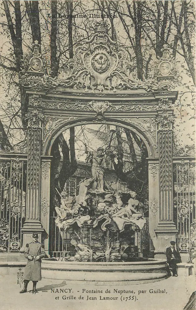 NANCY — Fontaine de Neptune von Guibal, und Grille von Jean Lamour (1755) — Verleger ROYER - Vorderseite