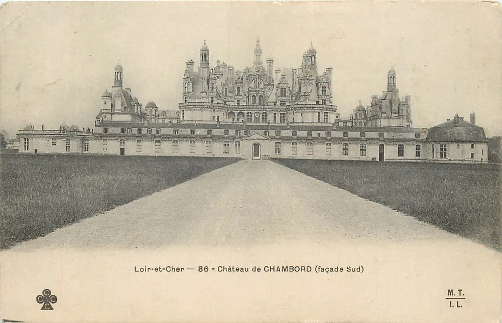 Castelo de Chambord — fachada Sul — Bilhete postal moderno - Frente