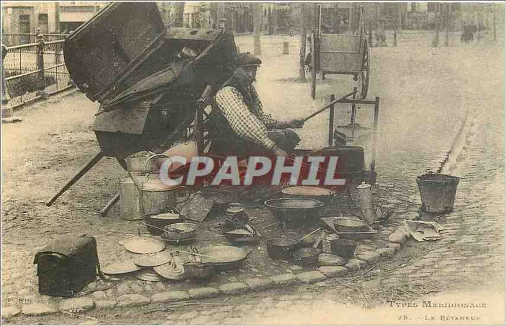 Venditore ambulante di cibo — rue de la République — Types Méridionaux n°29 - Recto