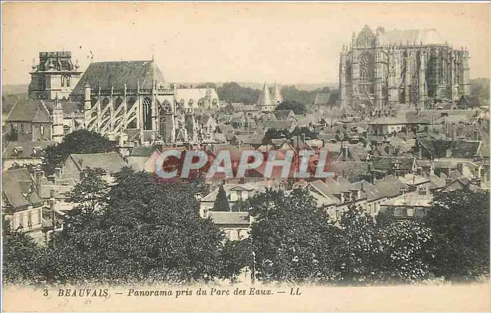 Beauvais — Panorama genomen vanuit het Park van de Wateren — LL - Voorkant