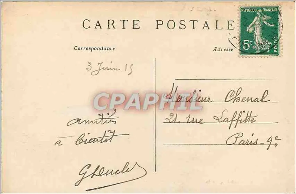 Ansicht des Col de Ceyssat und der Monts-Dômes — Puy-de-Dôme — L' Hirondelle, Paris — n° 498 - Rückseite