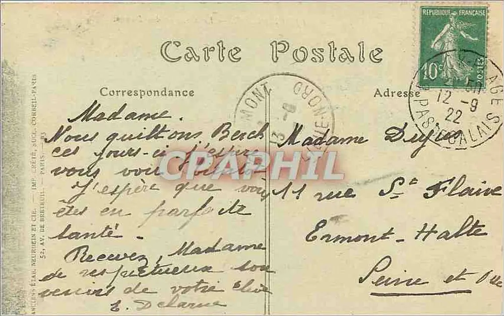Berck-Plage — Het Cottage van de Dunes — Uitgever: Anciens Établissements Neurin et Cie, n° 265 - Achterkant