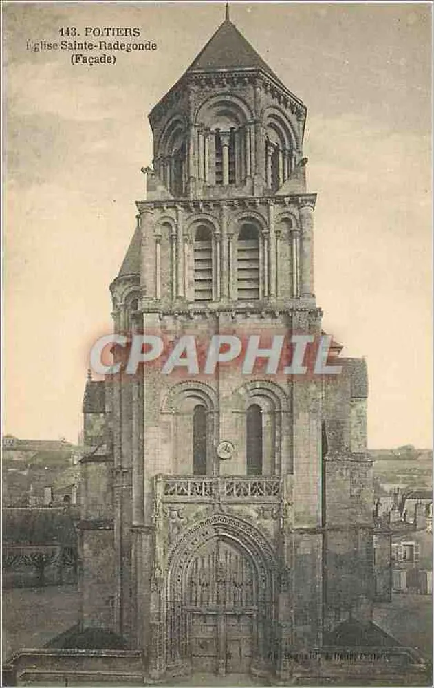 Poitiers — Église Sainte-Radegonde (Façade) — Éditeur : H. Bernard & Cie, n° 148 - Recto