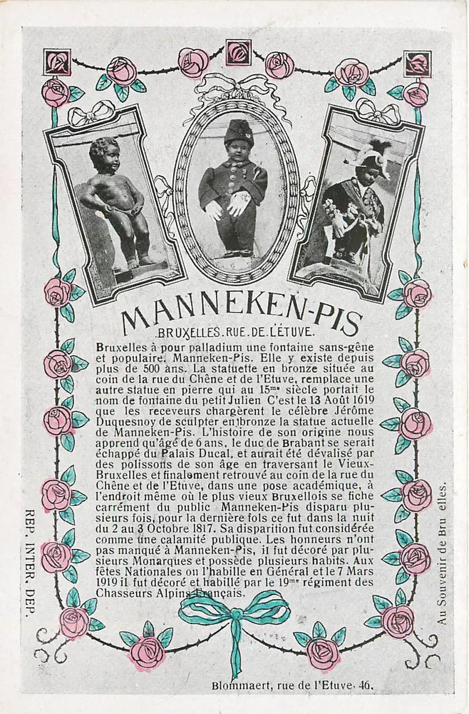Manneken-Pis — Bruxelas, rue de l'Étuve — Rep. Inter. Dep. - Frente
