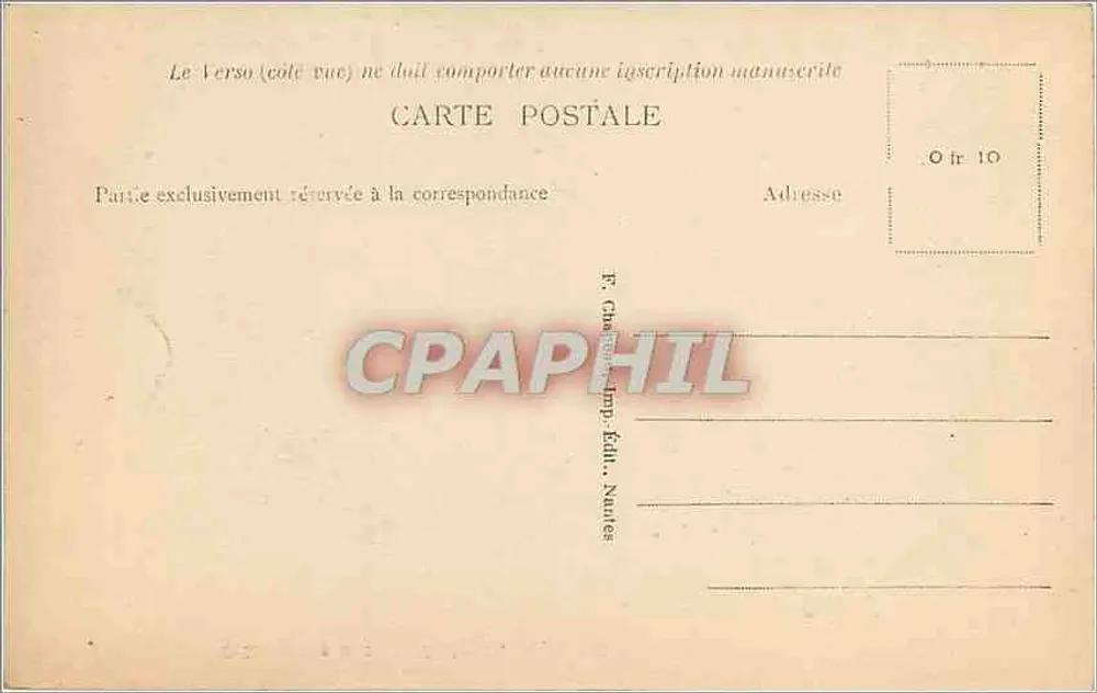 NANTES — Castelo dos Duques da Bretanha, na margem do Loire — Editor: FR. Champollion, Nantes, n° 936 - Verso
