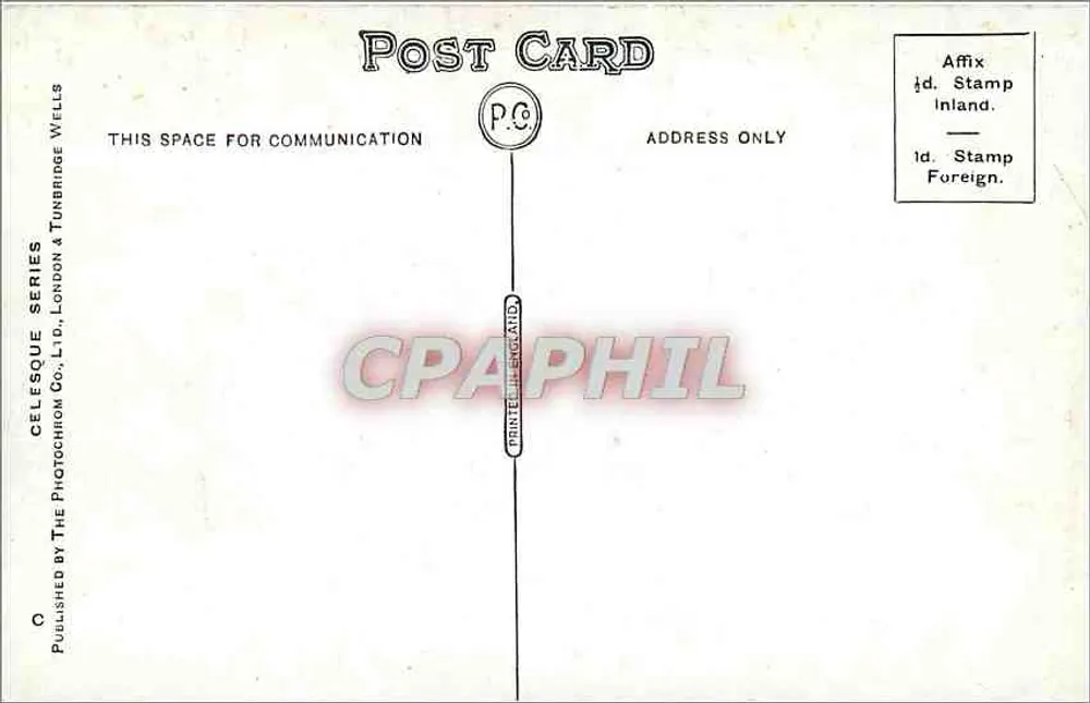 पिकाडिली सर्कस — लंदन — प्रकाशक The Photochrome Co. Ltd., श्रृंखला संख्या B.43375 - पीछे