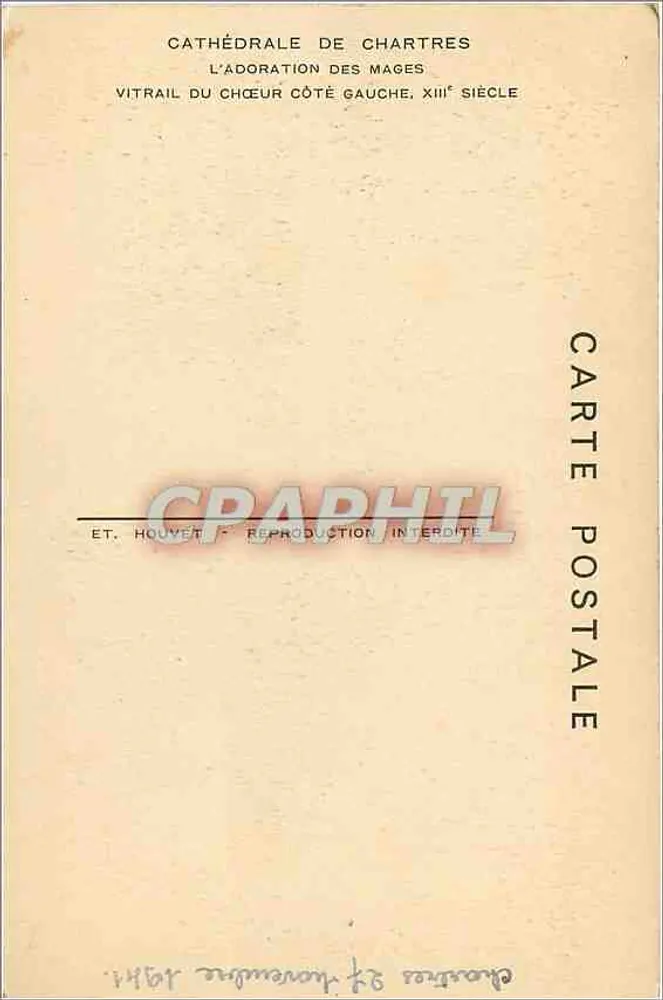 Kathedrale von Chartres — Die Anbetung der Weisen — Glasfenster auf der linken Seite des Chors, 13. Jahrhundert — Verlag HOUVET - Rückseite