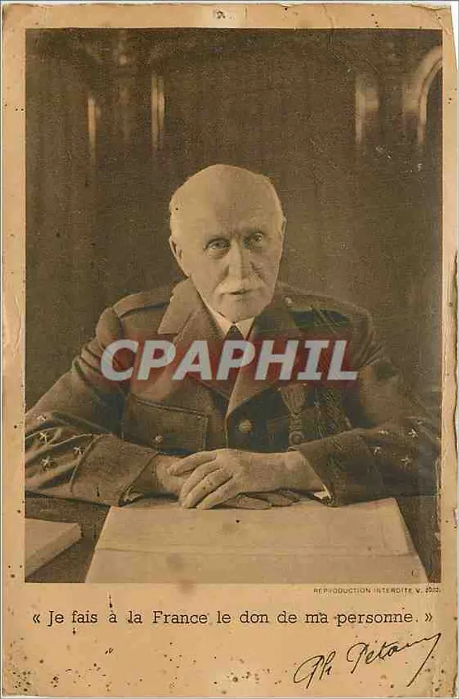 Philippe Pétain — Erklärung zur Spende seiner Person — Verlag: F. Dherbigny, Paris - Vorderseite