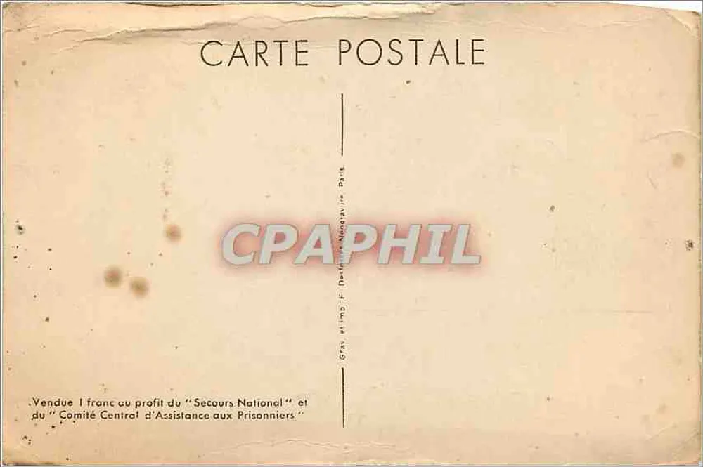 Philippe Pétain — Erklärung zur Spende seiner Person — Verlag: F. Dherbigny, Paris - Rückseite