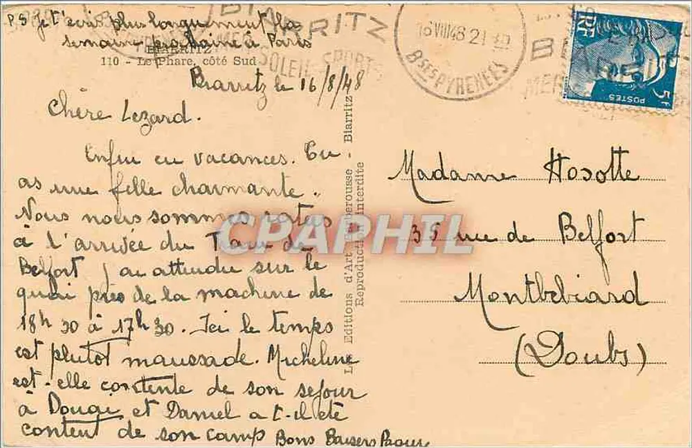 Farol de Biarritz — Costa Sul — Éditions d'Art Toulouse - Verso