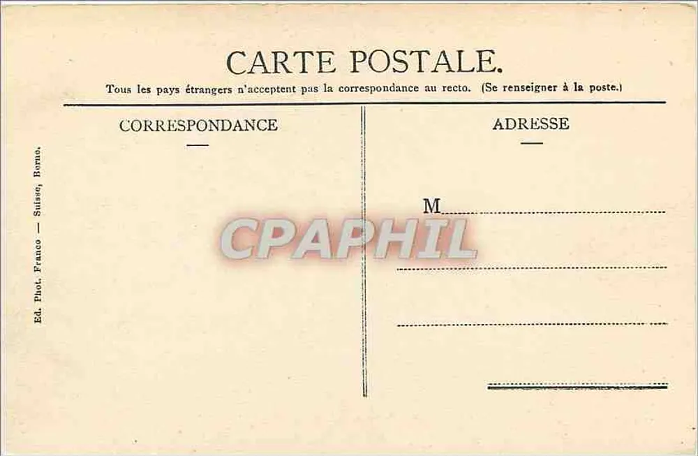 Genebra — A Ponte dos Paquis — B. & F. No. 900 - Verso