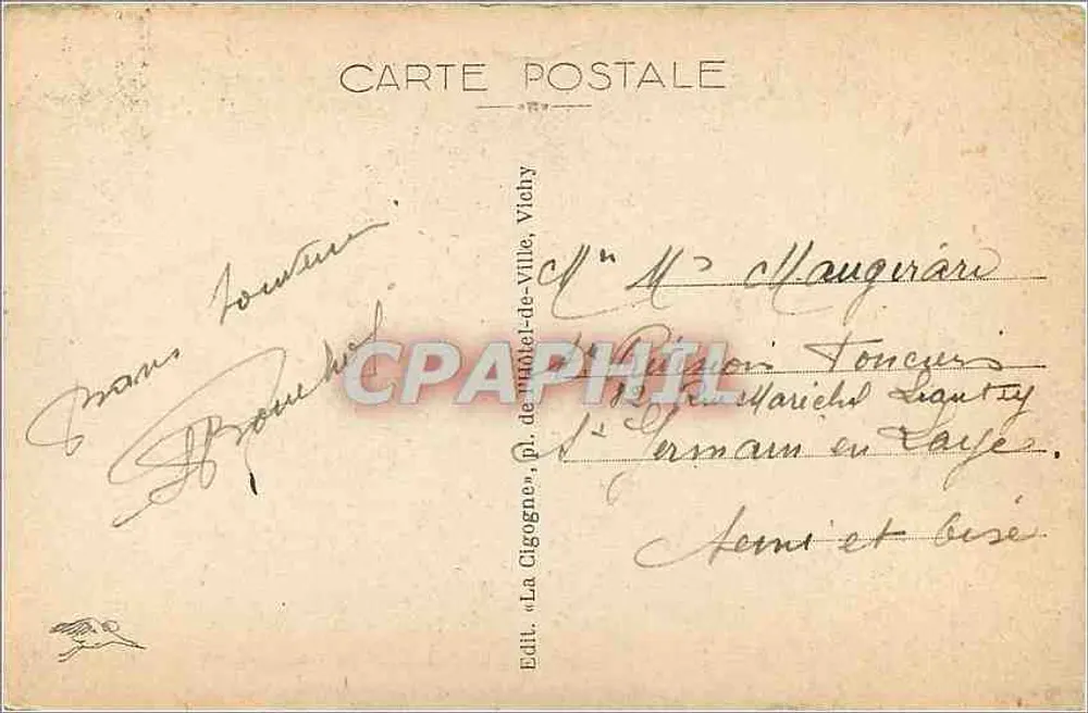 Vichy — Les Quais de l'Allier et l'Embarcadère du Golf — Éd. La Cigogne, n° 424 - Verso