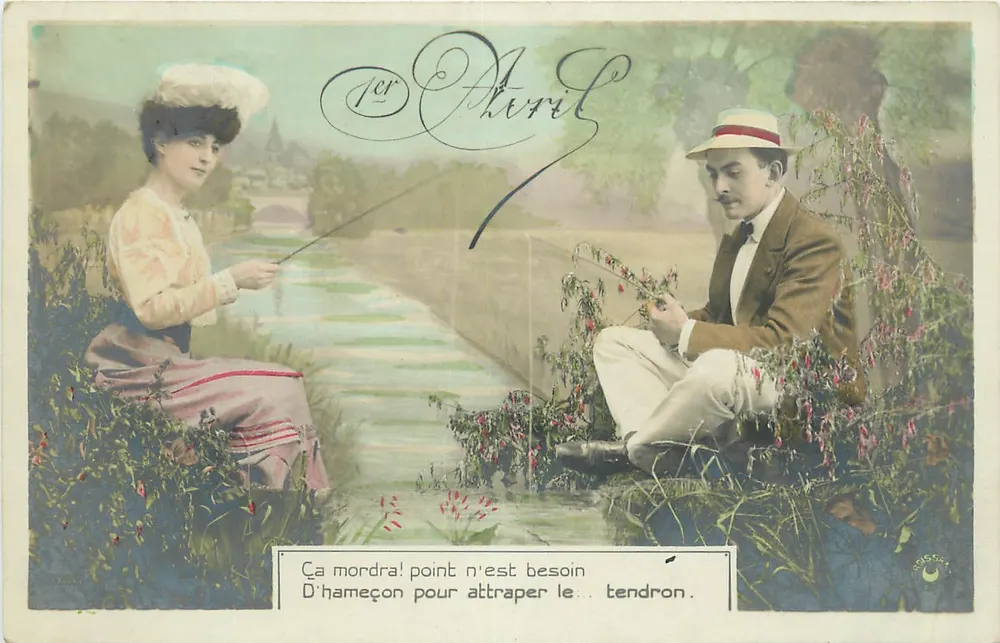 Pescar con hierba — abril — editor Masson, n° 1000 - Anverso