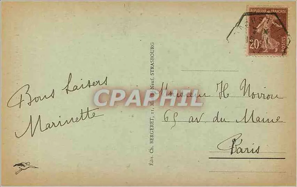 Cathédrale de Strasbourg — L'Horloge Astronomique — Éd. Ch. Bergeret, 11, rue Neuve, Strasbourg, n°516 - Verso
