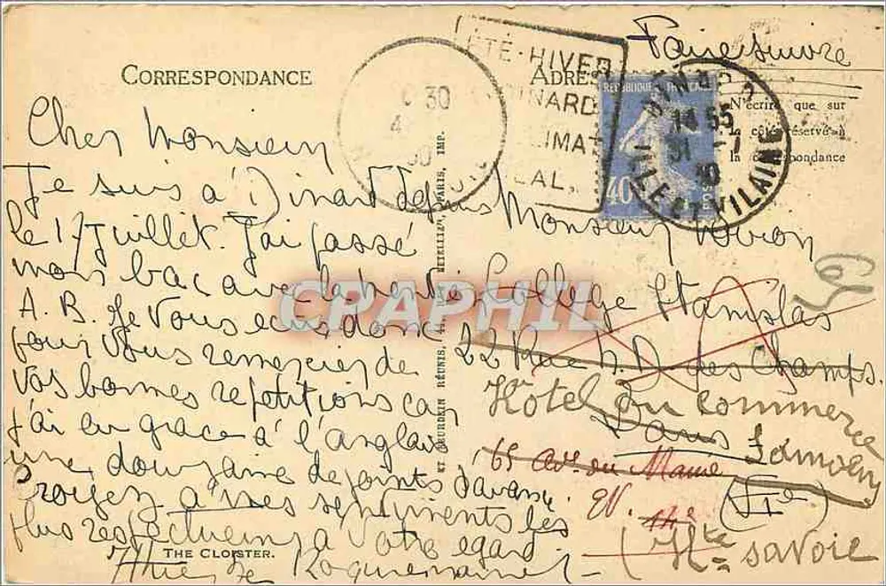 Monte-São-Mihiel — O Claustro — LL. — n°80 - Verso