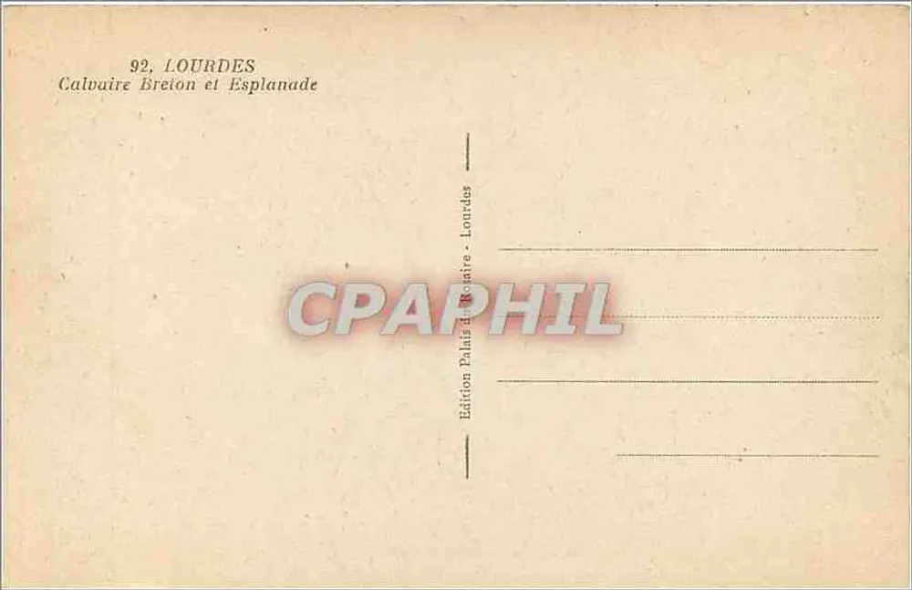 Calvaire Breton e Esplanada — Lourdes — Edição Palais de Rosalire - Verso