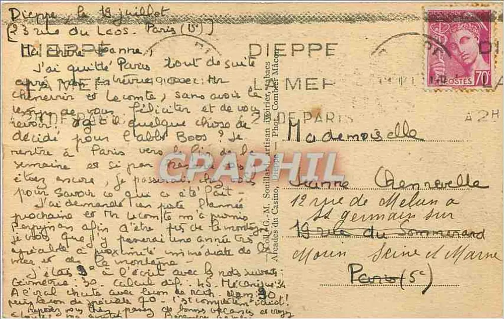 Dieppe (Seine-Inf.) — Hafenanlage und das « Versailles » — Cim - Rückseite