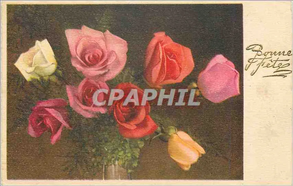 Bouquet de rosas — editor Bonne Fretz, n° 4154 - Frente