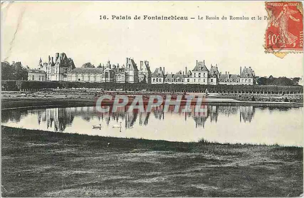 Schloss Fontainebleau — Der Romulus-See und der Pan — L. Jeand Photocéramique Druckerei - Vorderseite