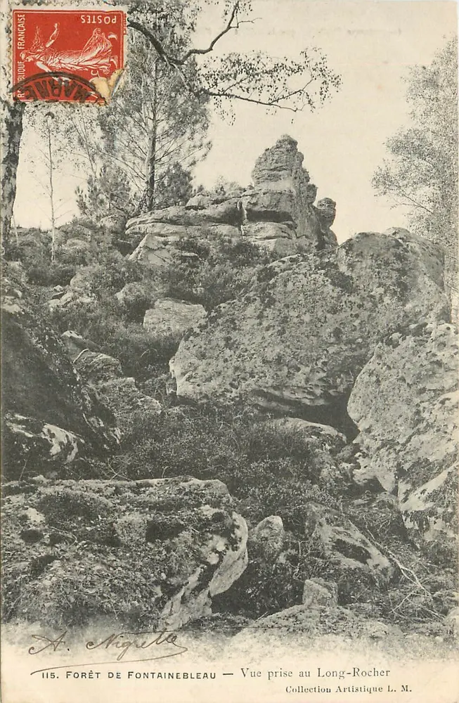 Forêt de Fontainebleau — Ansicht vom Long-Rocher — Künstlerische Sammlung L. M. — A. Miguette - Vorderseite