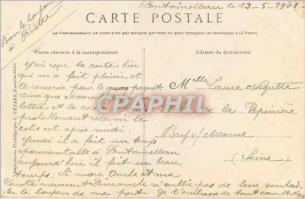 Forêt de Fontainebleau — Ansicht vom Long-Rocher — Künstlerische Sammlung L. M. — A. Miguette - Rückseite