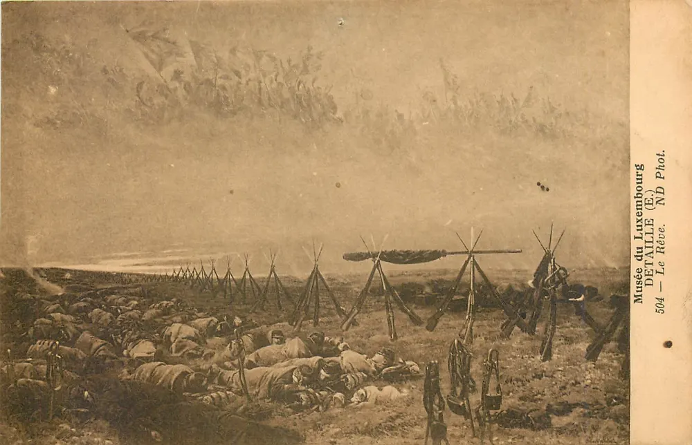 Bitwa pod Waterloo — scena walki — Musée du Luxembourg (E.) DETAILLE Fot. 504 — Le Rébe - Awers