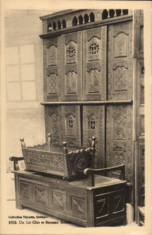 Geschlossenes Bett und bretonisches Wiegen — Sammlung Villard, Quimper — n° 1652 - Vorderseite