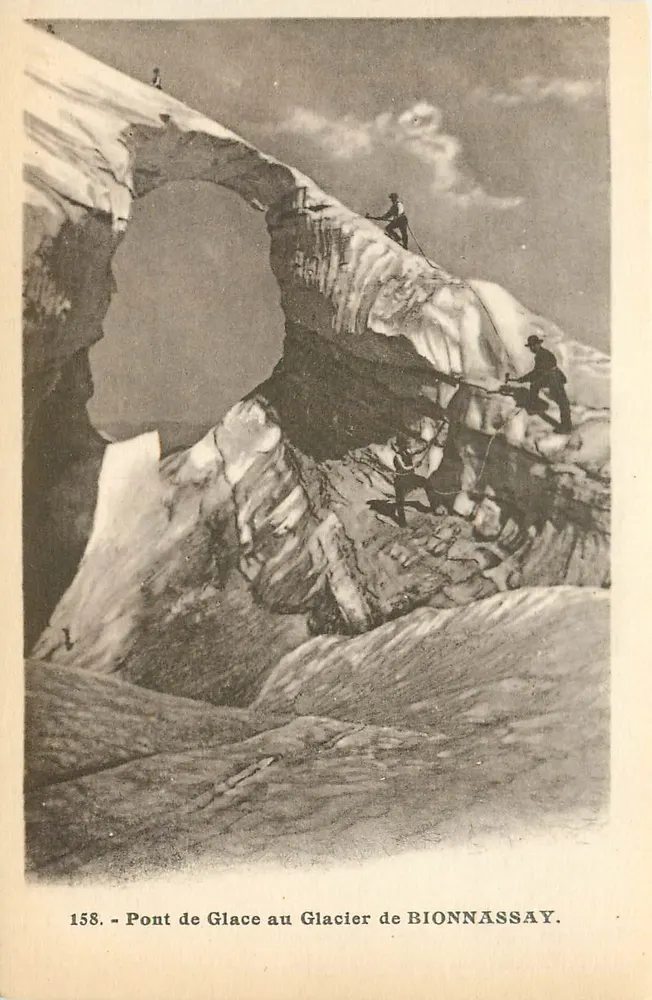 Pont de Glace au Glacier de Bionnassay — série 158 — L. Mornaud, phot.-édit. (Haute Savoie) - Recto