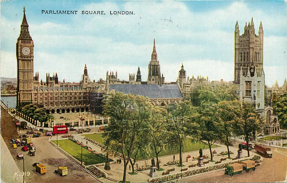 Parliament Square, Londres — vista panorâmica com o Big Ben e o Parlamento — editor K.919 - Frente