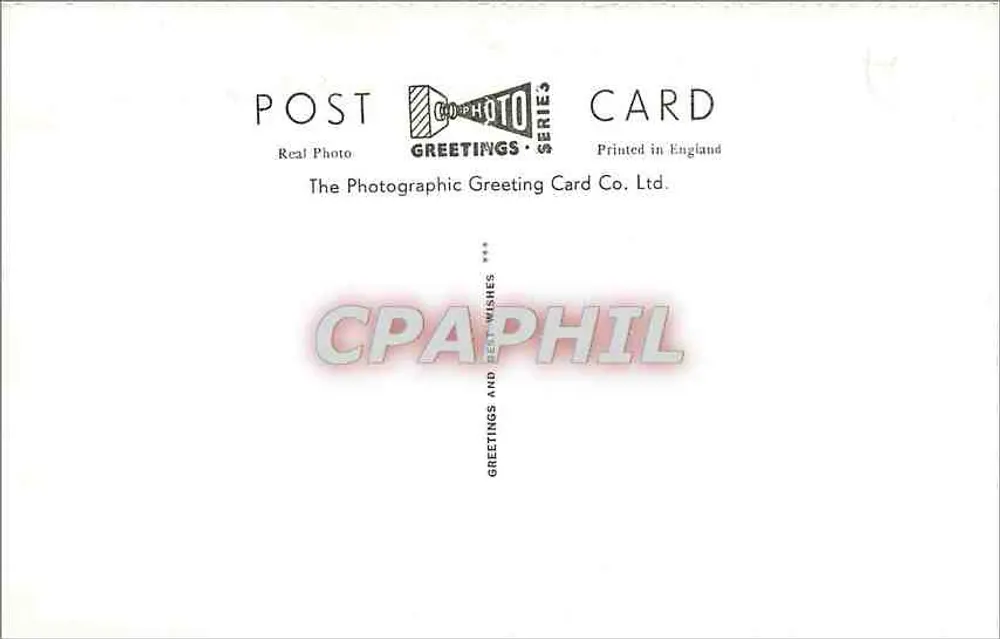 Trafalgar Square & National Gallery, Londres — vista com pombos e fonte — The Photographic Greeting Card Co. Ltd., série RF.II - Verso