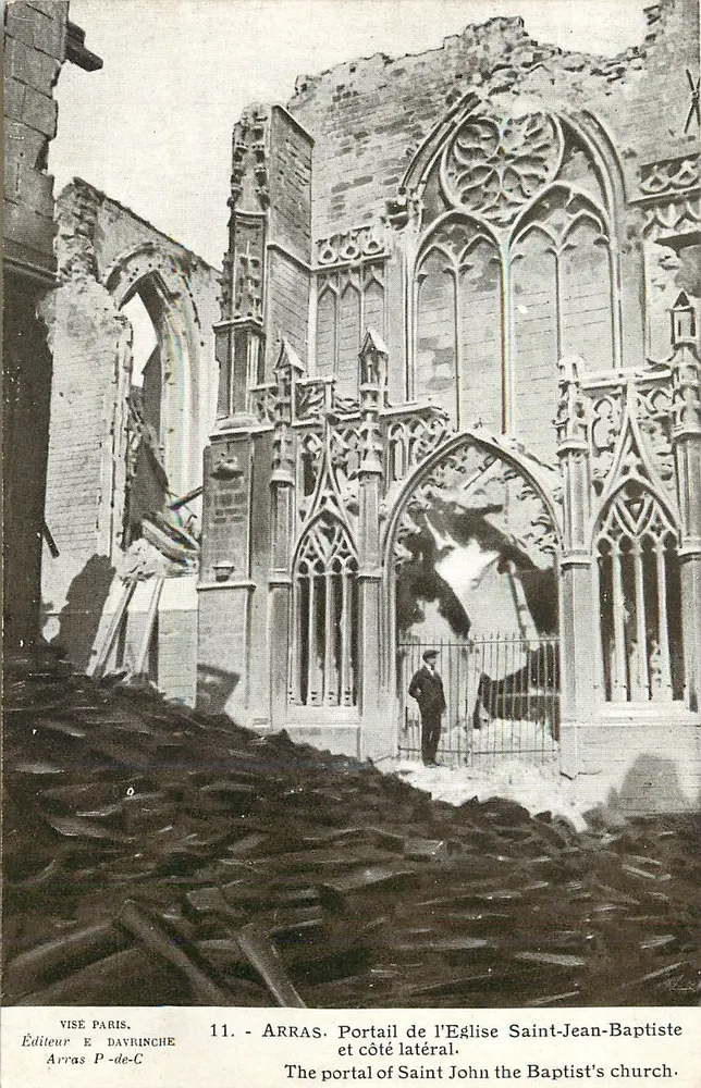 Arras - Portal der Kirche Saint-Jean-Baptiste und Seitenansicht — Verlag E Davrinche, Nr. 11 - Vorderseite