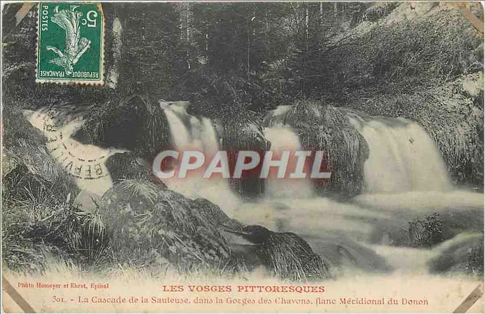 Die malerischen Vosges — Der Sauteuse-Wasserfall in den Gorges des Chavons — Photo Homeyer et Eliret, Epinal - Vorderseite